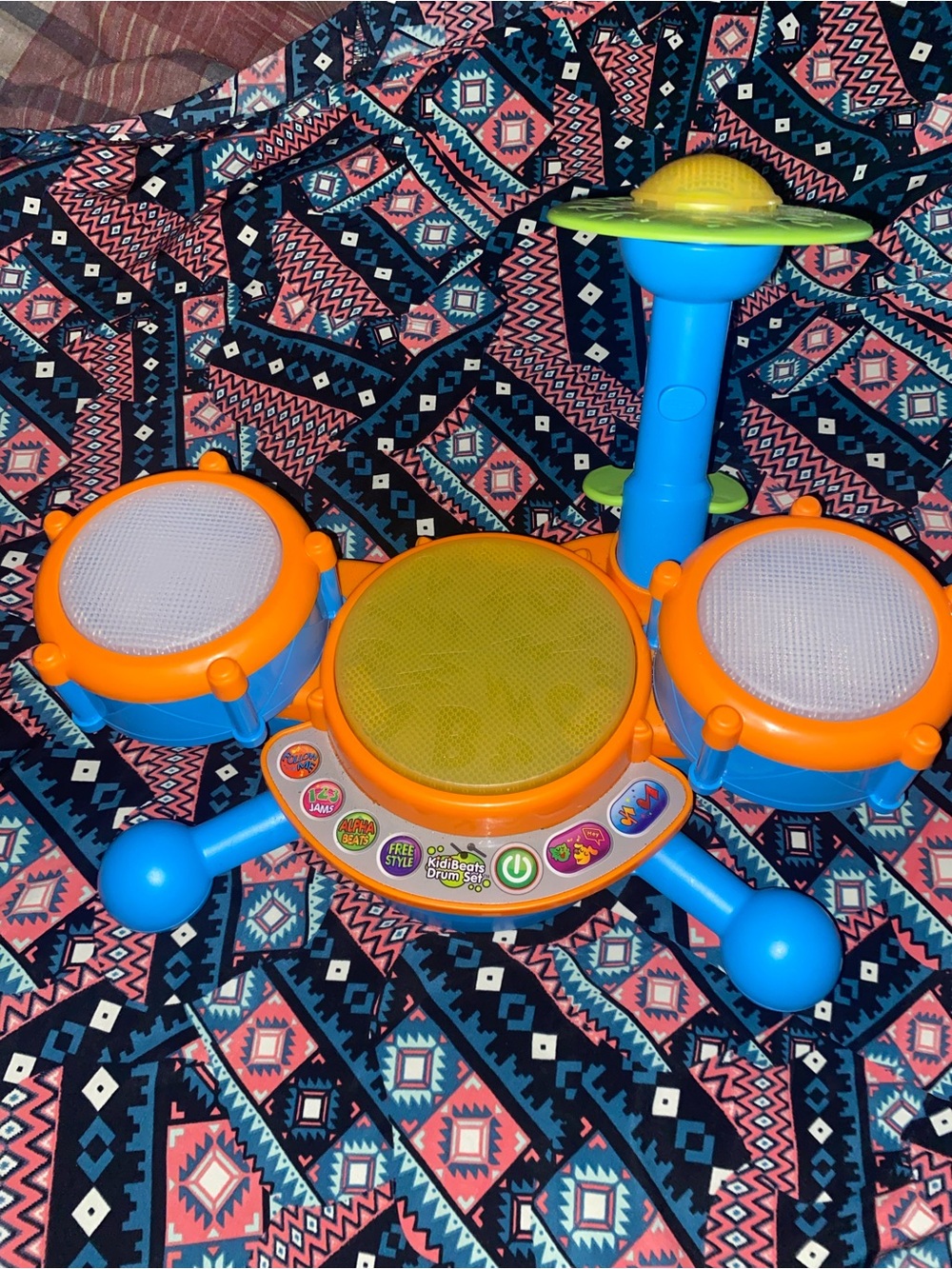 Kids Electronic Drum Set Toy - Bright Blue & Orange